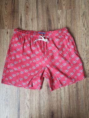 Blue Wave Men's Red  Mini Palm Print Swim Shorts Size XL